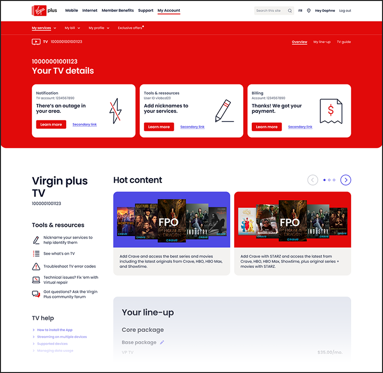 Virgin Redesign - TV Services Landing Page
