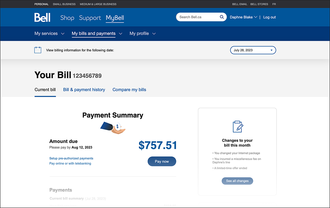 Bell Bill redesign - top of bill
