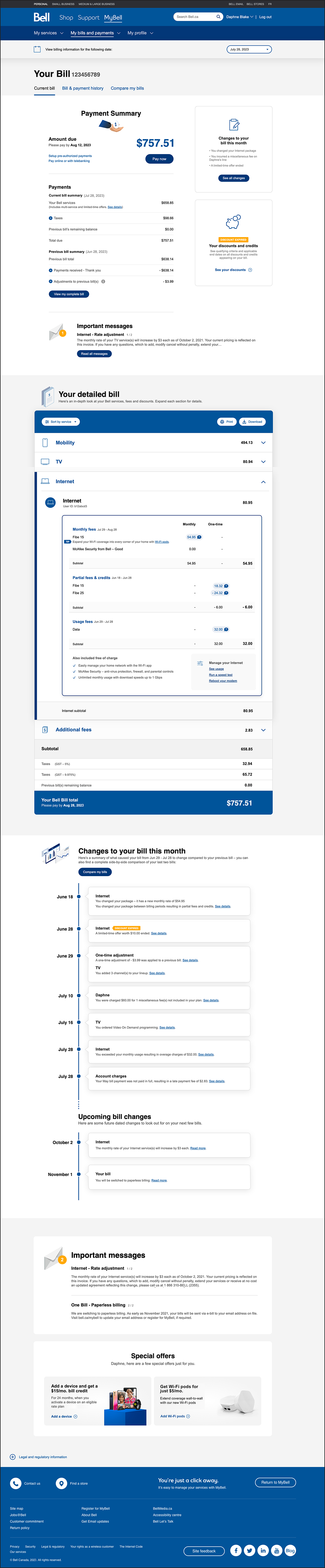 Redesigned Bell Bill - full page view 